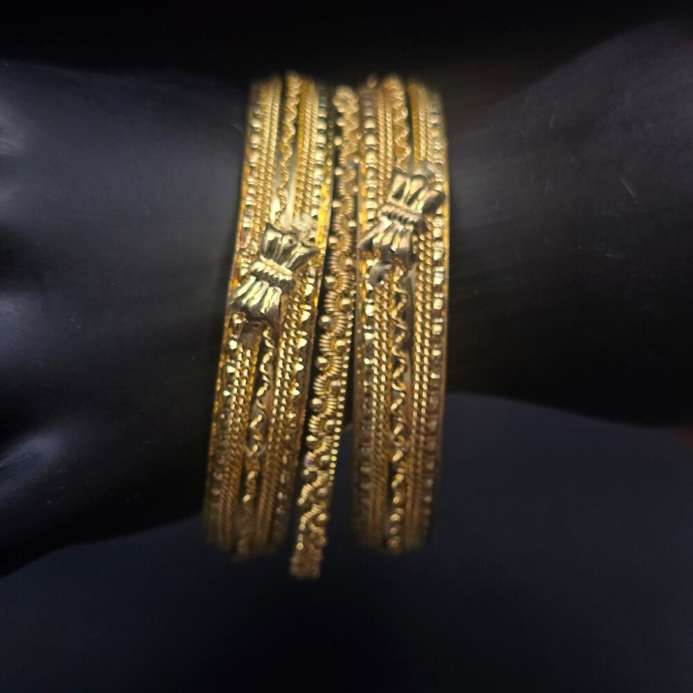Gold Tone Indian Bollywood Bangle Bracelet Set of Three